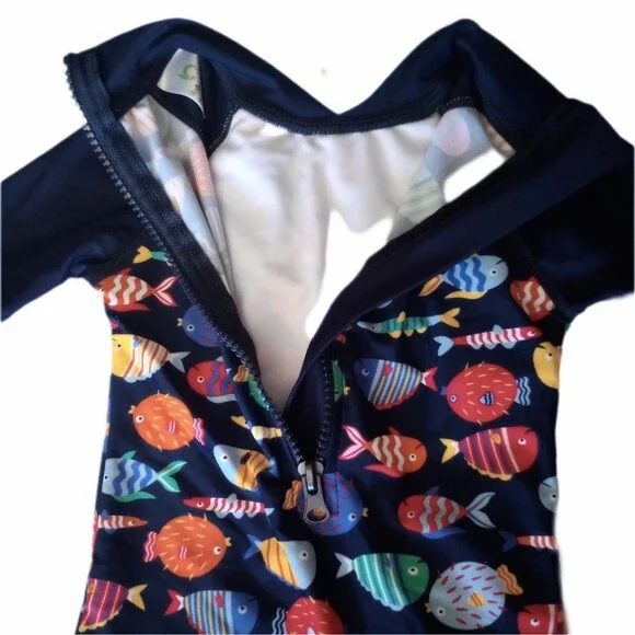 Navy Blue One Piece Surf Suit Swimwear sz 9-12M Boys - Picture 4 of 5